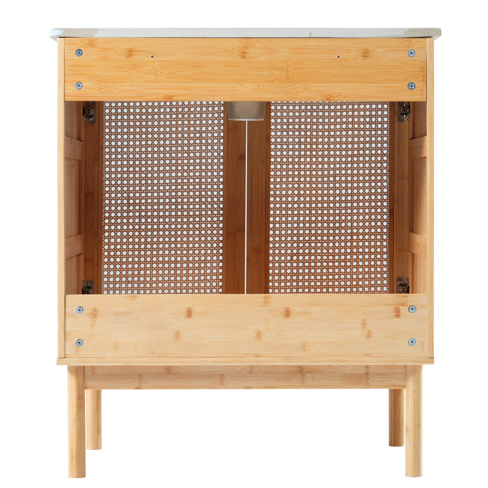 VanityFus 29.9-in Single Sink Combo White Bathroom Vanity Wood Rattan Ceramic Top 2 Soft-Close Doors